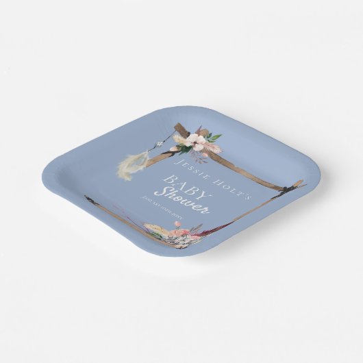 Baby shower van Boho Southwestern Chambray Papieren Bordje (Gebogen)