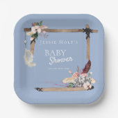 Baby shower van Boho Southwestern Chambray Papieren Bordje (Voorkant)