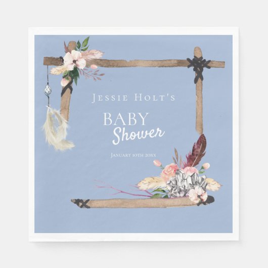 Baby shower van Boho Southwestern Chambray Servet (Voorkant)