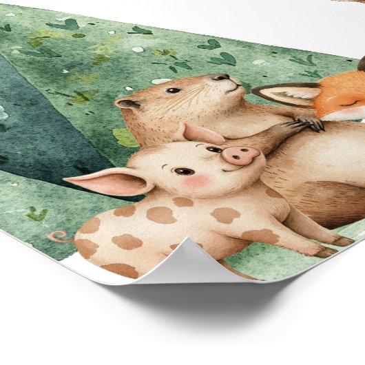 Baby shower van Boho Woodland Animals Poster (Hoek)