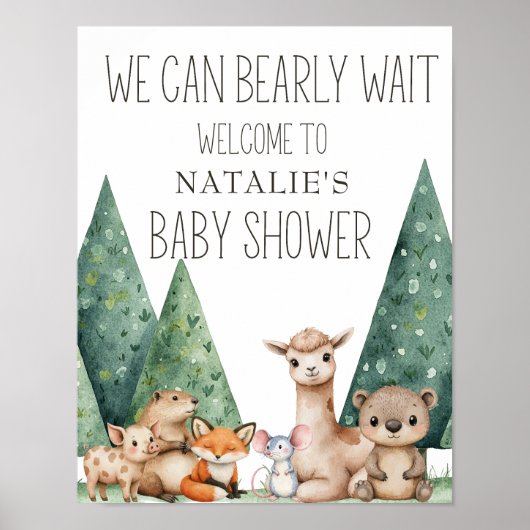 Baby shower van Boho Woodland Animals Poster (Voorkant)