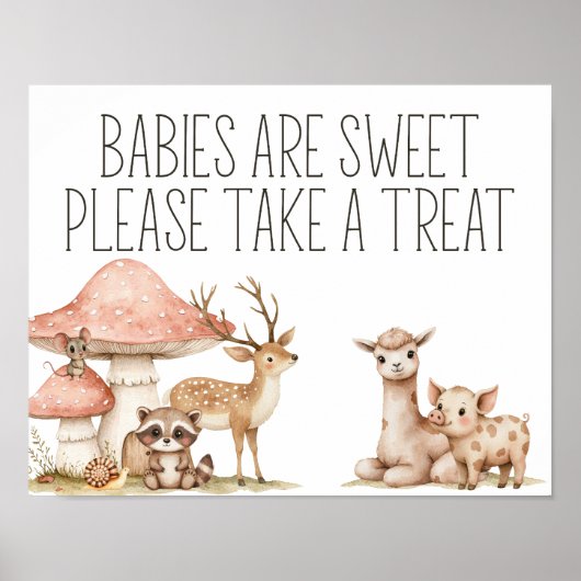 Baby shower van Boho Woodland Animals Poster (Voorkant)