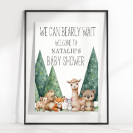 Baby shower van Boho Woodland Animals Poster