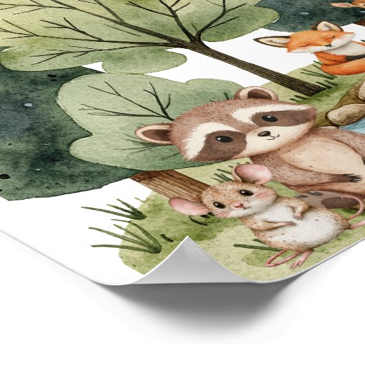 Baby shower van Boho Woodland Animals Poster (Hoek)