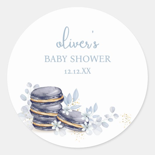 Baby shower van Bonjour Bébé Macaron Ronde Sticker (Voorkant)