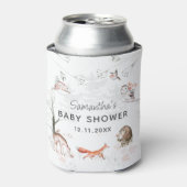 Baby shower van bos- en houtdieren blikjeskoeler (Blikje Voorkant)