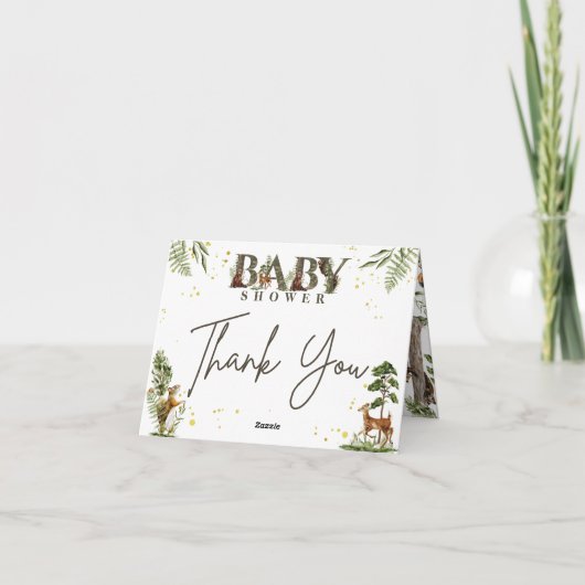 baby shower van bosdieren bedankkaart (Achterkant)