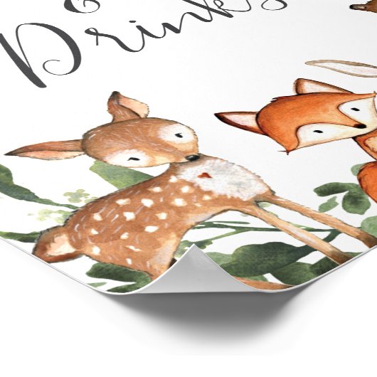 Baby shower van bosdieren Voedsel- en Drinken Poster (Hoek)