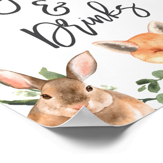Baby shower van bosdieren Voedsel- en Drinken Poster (Hoek)