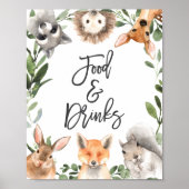 Baby shower van bosdieren Voedsel- en Drinken Poster (Voorkant)