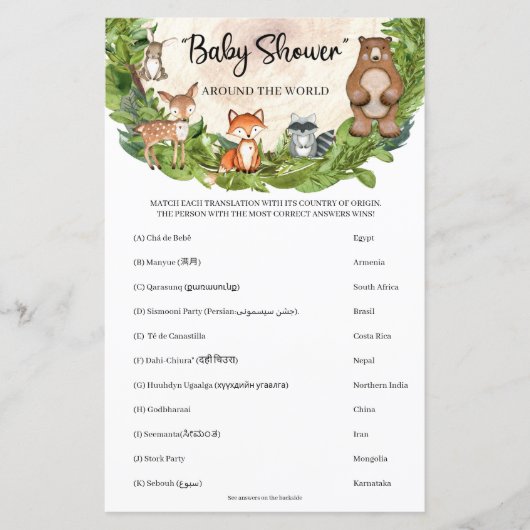 Baby shower van bosgebieden over de hele wereld (Voorkant)