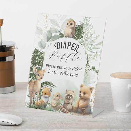 Baby shower van bosland Greenery Diaper raffle Reclamebord Met Voetstuk (Insitu)