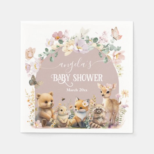 Baby shower van bosland, wildbloem servet (Voorkant)
