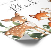 Baby shower van boslanddieren decorbeert een blokt poster (Hoek)
