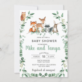 Baby shower van boslanddieren, eucalyptus. kaart