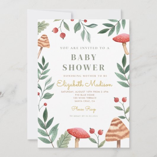 Baby shower van bospaddenstoelen kaart (Voorkant)