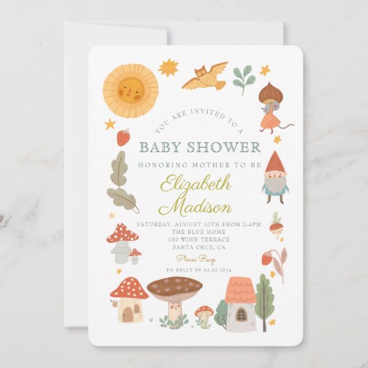 Baby shower van bospaddenstoelen kaart (Voorkant)