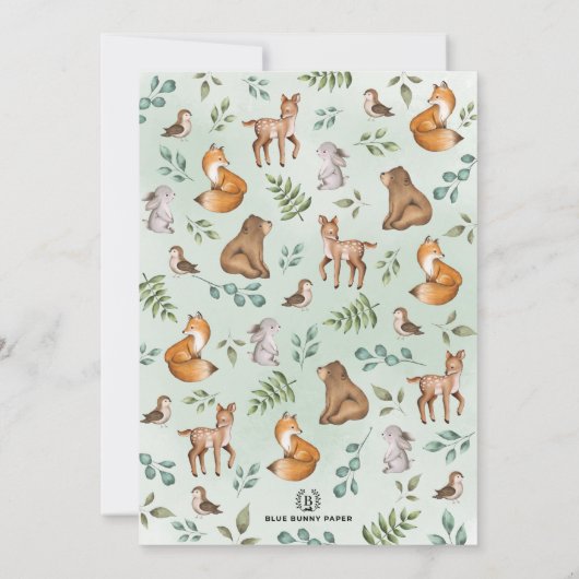 Baby shower van bosrijke bossen kaart (Achterkant)