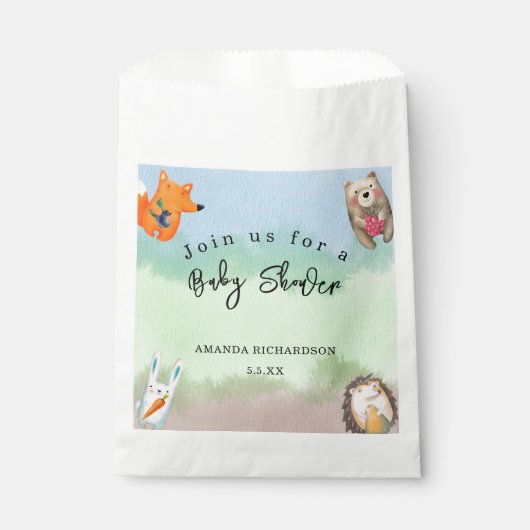 Baby shower van bossen bedankzakje (Voorkant)
