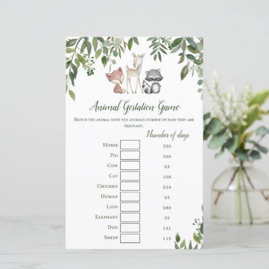 Baby shower van bossen - Dierenspel (Staand voorkant)