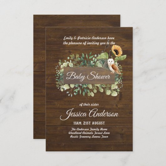 Baby shower van bossen en flora en fauna (Voorkant / Achterkant)