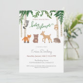 Baby shower van bossen | genderneutraal programmakaart (Staand voorkant)