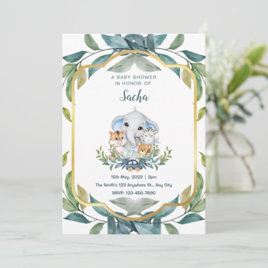 Baby shower van bossen kaart (Staand voorkant)