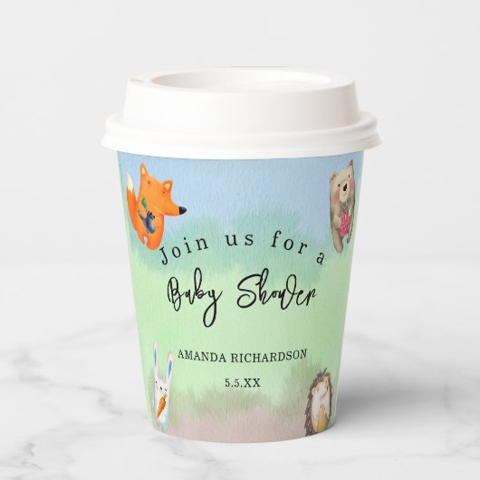 Baby shower van bossen papieren bekers (Achterkant)
