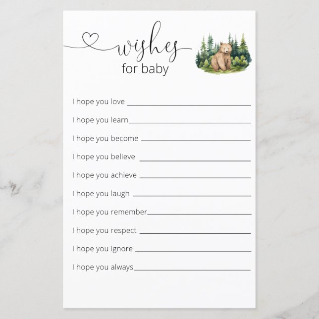 Baby shower van bossen voor Baby (Voorkant)