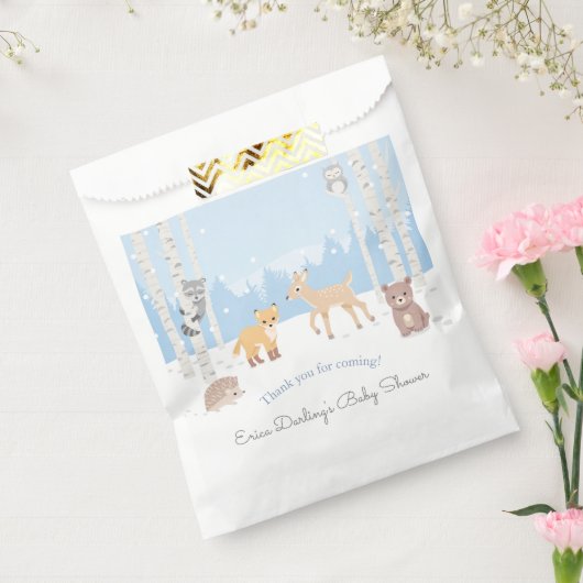 Baby shower van bossen | winterbos bedankzakje (Gezegeld)