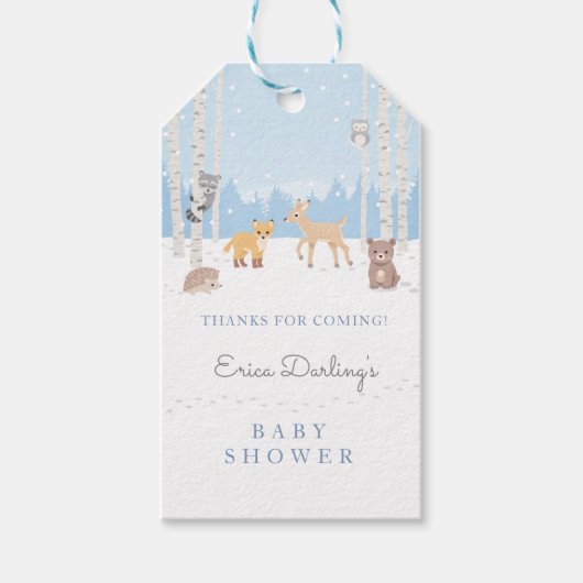 Baby shower van bossen | winterbos cadeaulabel (Voorkant)
