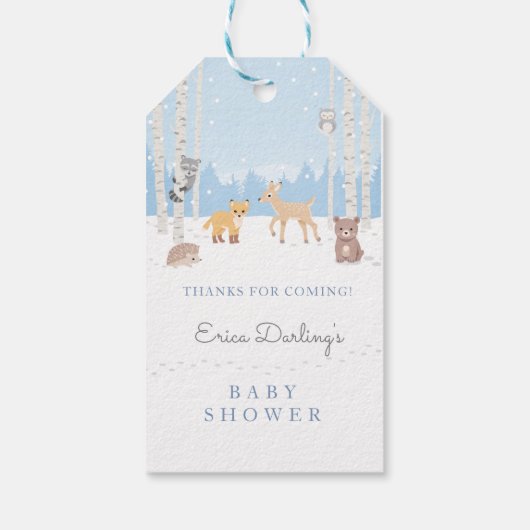 Baby shower van bossen | winterbos cadeaulabel