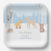 Baby shower van bossen | winterbos papieren bordje (Voorkant)