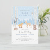 Baby shower van bossen | winterbos programmakaart (Staand voorkant)