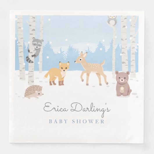 Baby shower van bossen | winterbos servet (Voorkant)