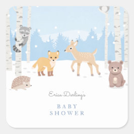 Baby shower van bossen | winterbos vierkante sticker