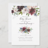 Baby shower van Bourgogne, marine en Blush Floral Kaart (Voorkant)