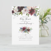 Baby shower van Bourgogne, marine en Blush Floral Kaart (Staand voorkant)