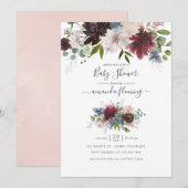 Baby shower van Bourgogne, marine en Blush Floral Kaart (Voorkant / Achterkant)