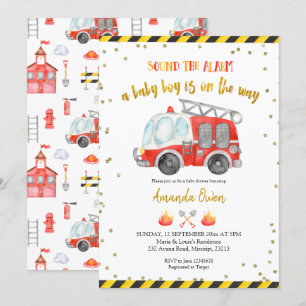 Baby shower van brandweerman kaart
