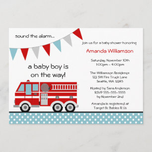 Baby shower van brandweerman Polka Dot Banner Boy Kaart