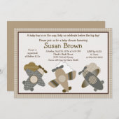 Baby shower van Brown Gingham Airlines Kaart (Voorkant / Achterkant)