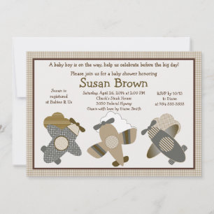 Baby shower van Brown Gingham Airlines Kaart