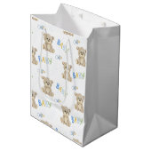 Baby shower van Brown Teddy Bear Blue Boy Medium Cadeauzakje (Voorkant Gekanteld)