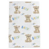 Baby shower van Brown Teddy Bear Blue Boy Medium Cadeauzakje (Achterkant)