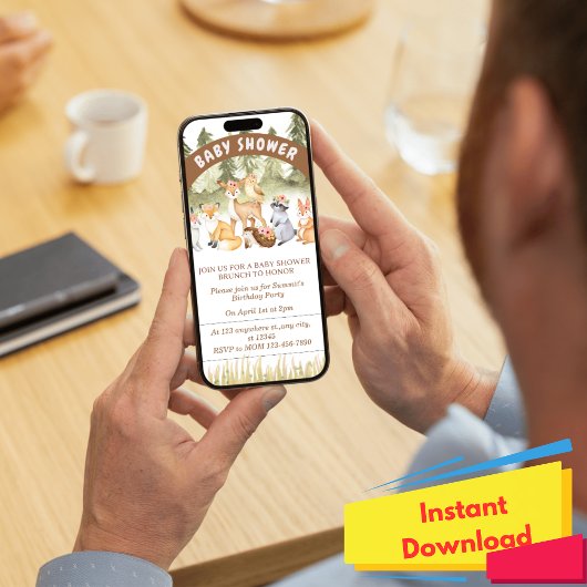 Baby shower van bruin en groen bos kaart