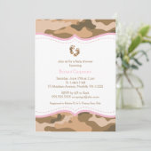 Baby shower van bruin en roze Camouflage Kaart (Staand voorkant)