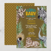 Baby shower van bruin-gele Safari-Oerwouden Kaart (Voorkant / Achterkant)