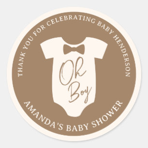 Baby shower van bruin Stropdas Ronde Sticker