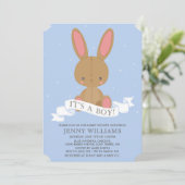 Baby shower van bruine Bunny Rabbit Boy Invite Kaart (Staand voorkant)